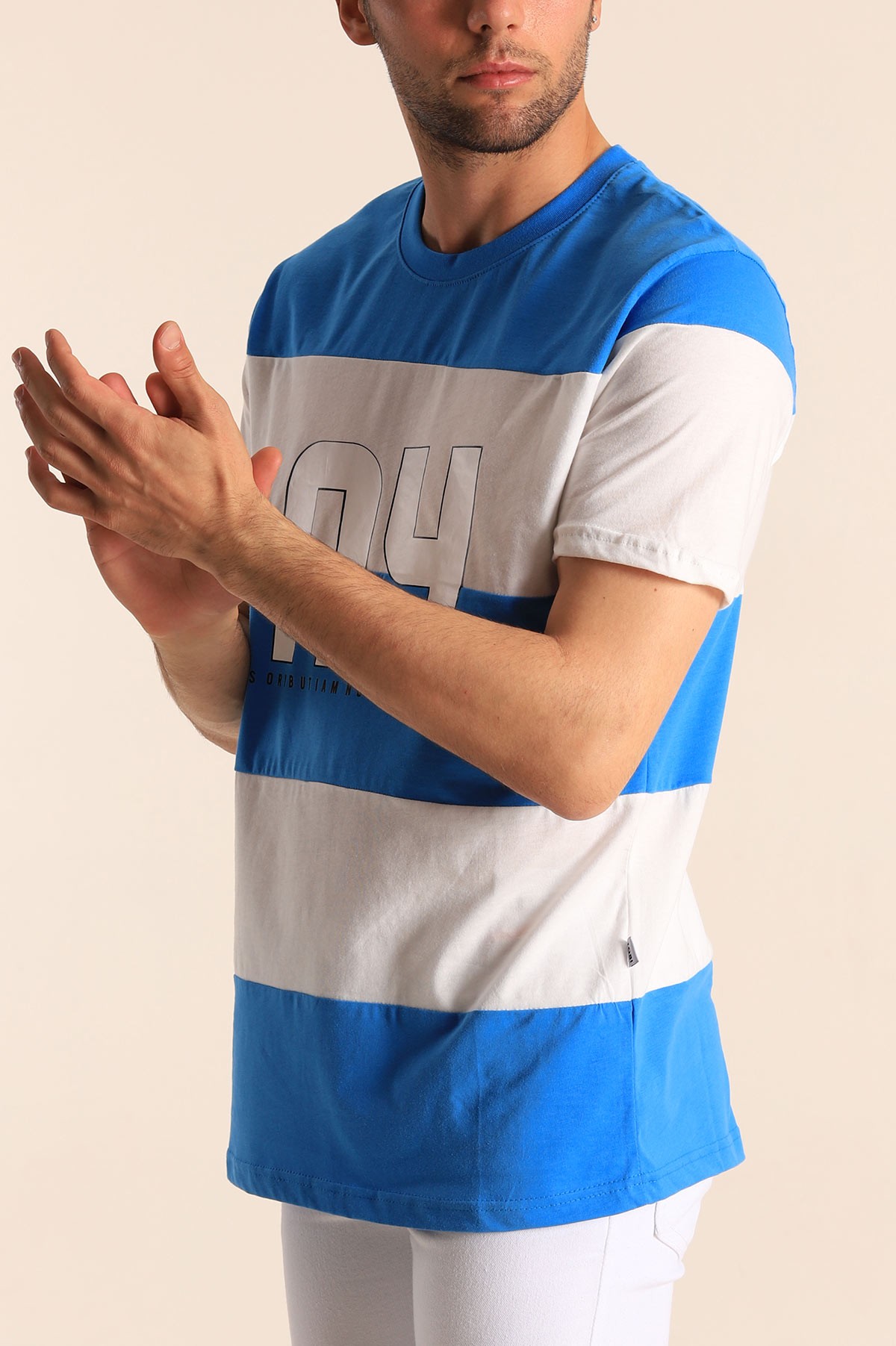 Mavi Relaxed Fit NY Baskılı Çift Renk Tişört 182268