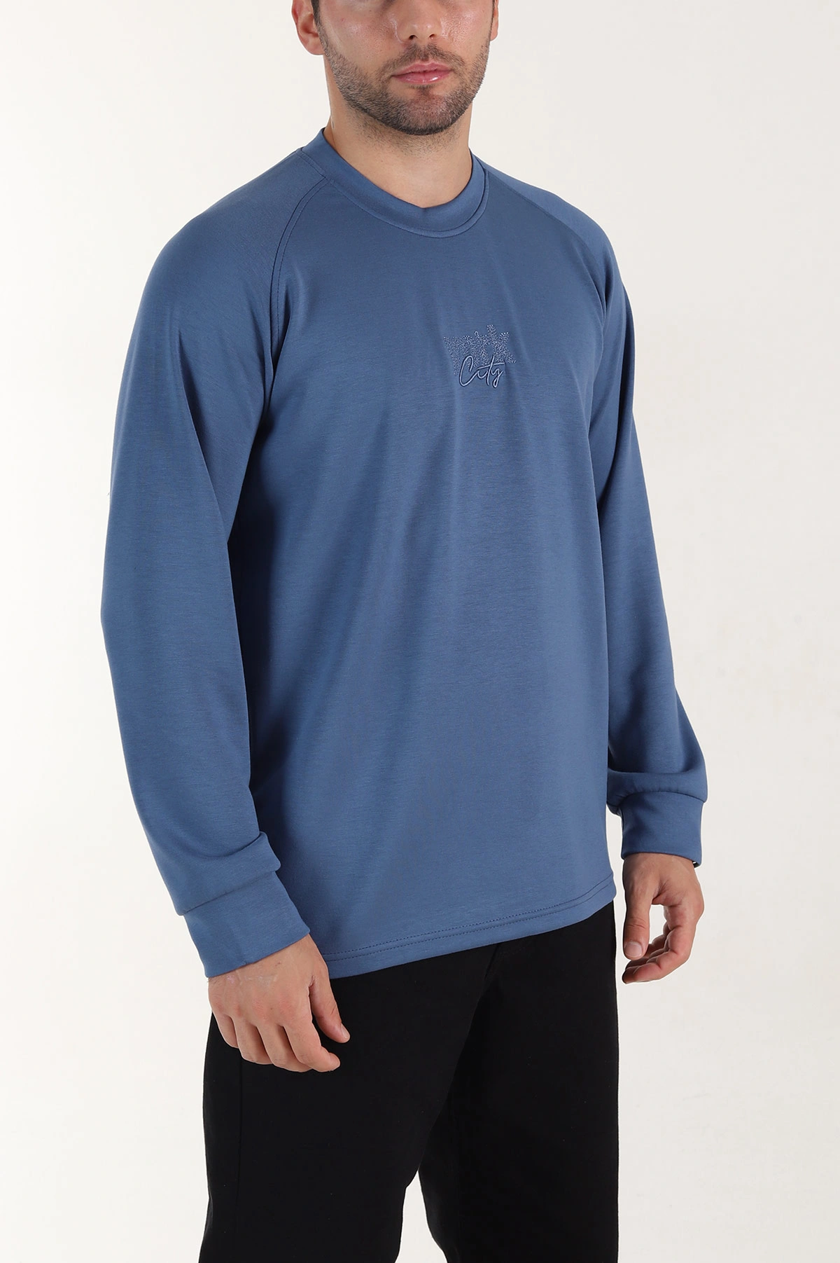 Mavi Relaxed Fit Oysho Kumaş Nakış Detaylı Erkek Sweatshirt 399469