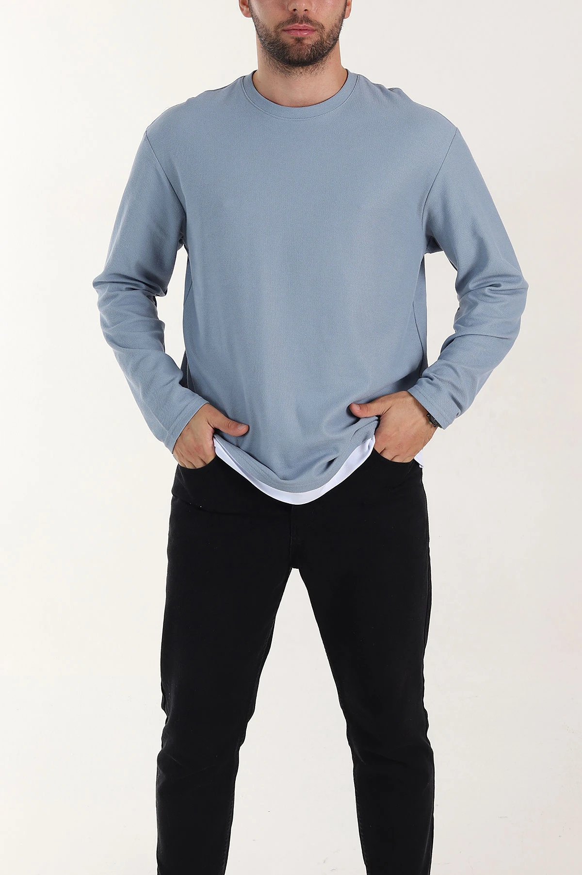 Mavi Relaxed Fit Pike Dokulu Basic Erkek Sweatshirt 398896