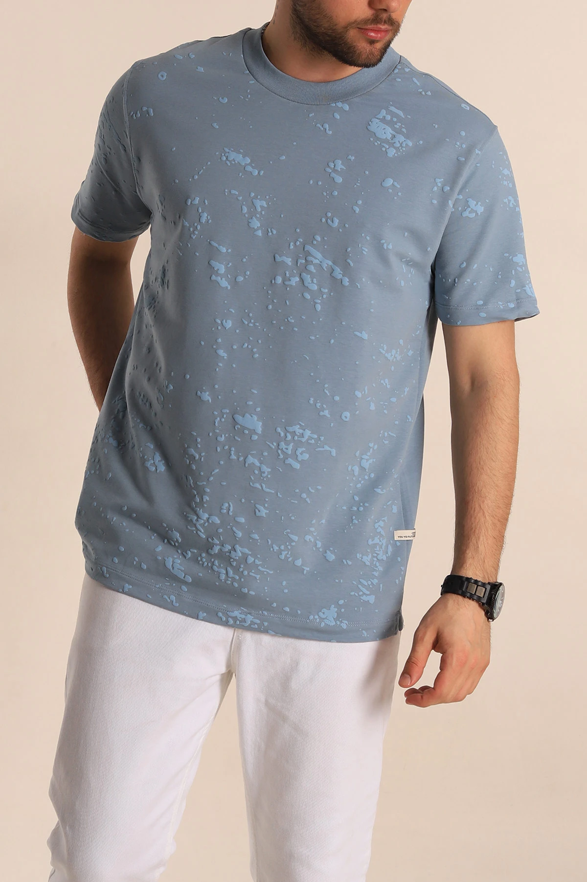 Mavi Relaxed Fit Sprey Baskılı Erkek Tişört 268118