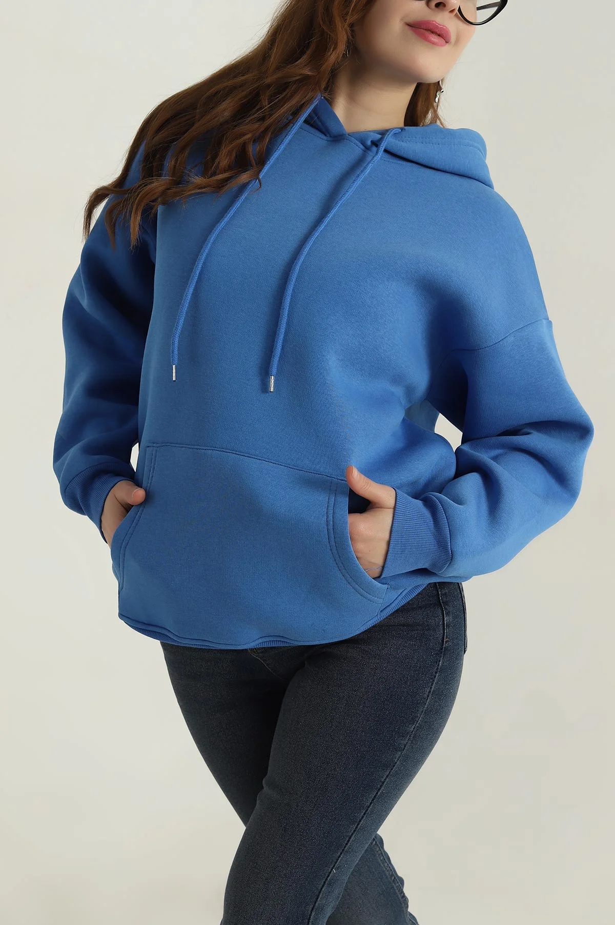 Mavi Şardonlu Kadın Üç İp Sweat 412809