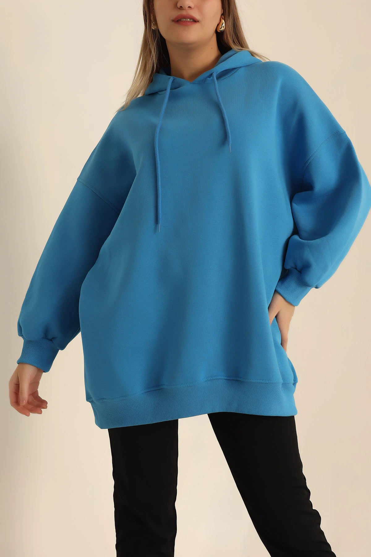 Mavi Şardonlu Sweat Tunik 225626