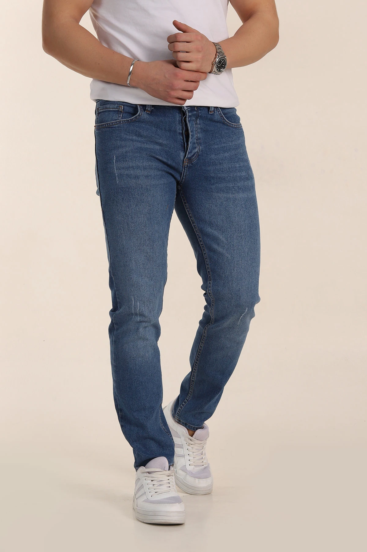 Mavi Skinny Fit Yıkamalı Taşlama Detaylı Erkek Kot Pantolon 354425