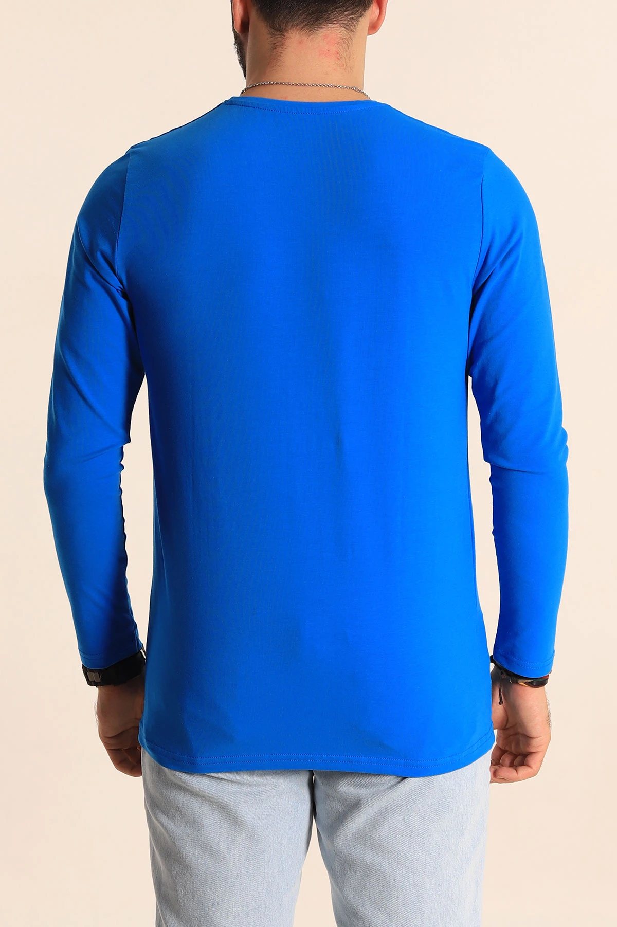 Mavi Slim Fit V Yaka Likralı Basic Erkek Sweatshirt 234985