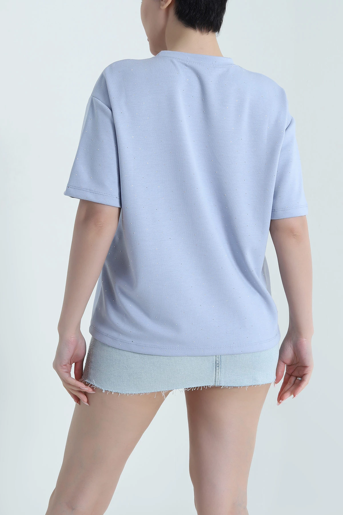 Mavi Taşlı İnterlok Kadın Bluz 462344