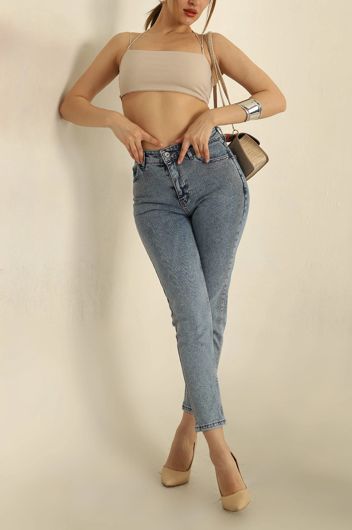 Mavi Taşlı Mom Kot Pantolon 267845