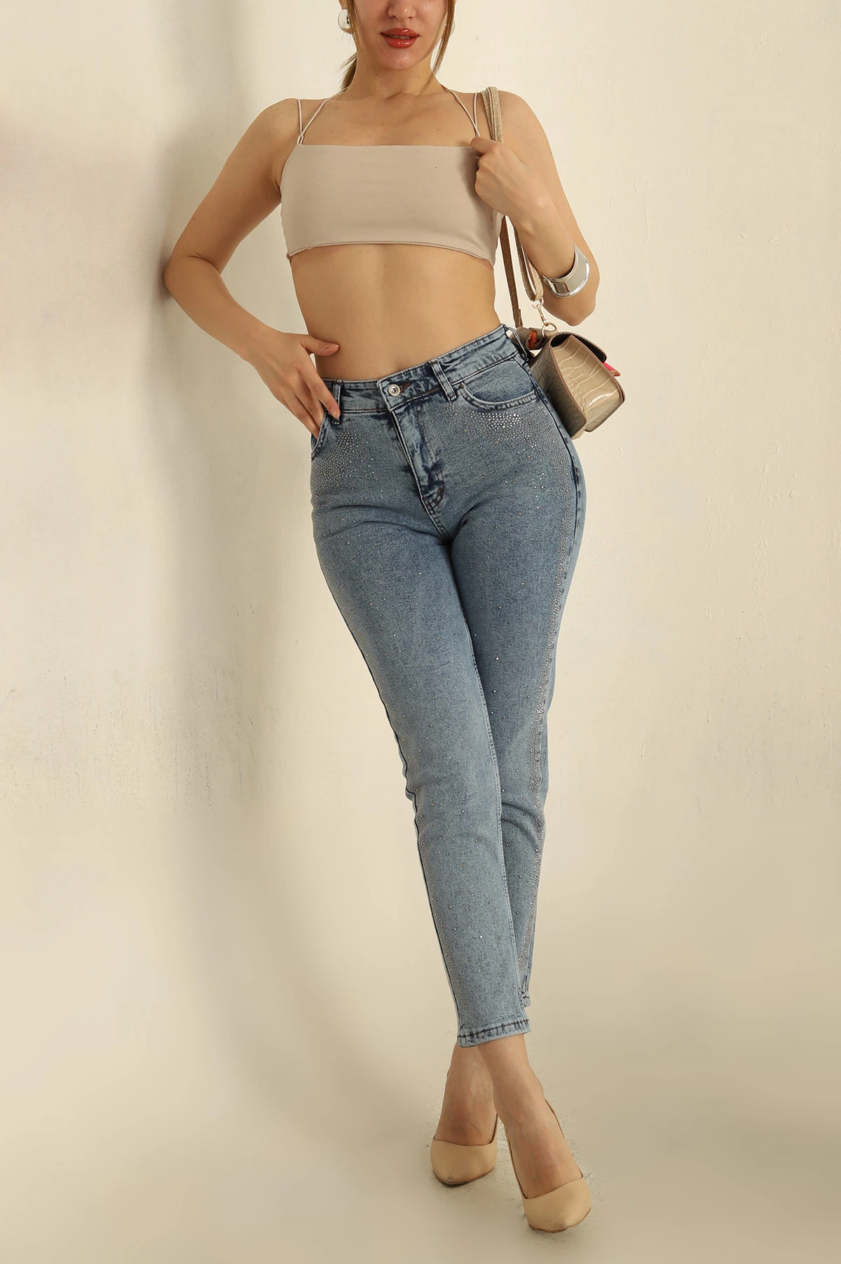 Mavi Taşlı Mom Kot Pantolon 267845