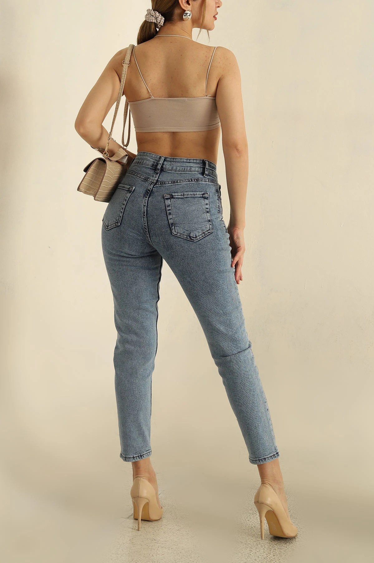 Mavi Taşlı Mom Kot Pantolon 267845
