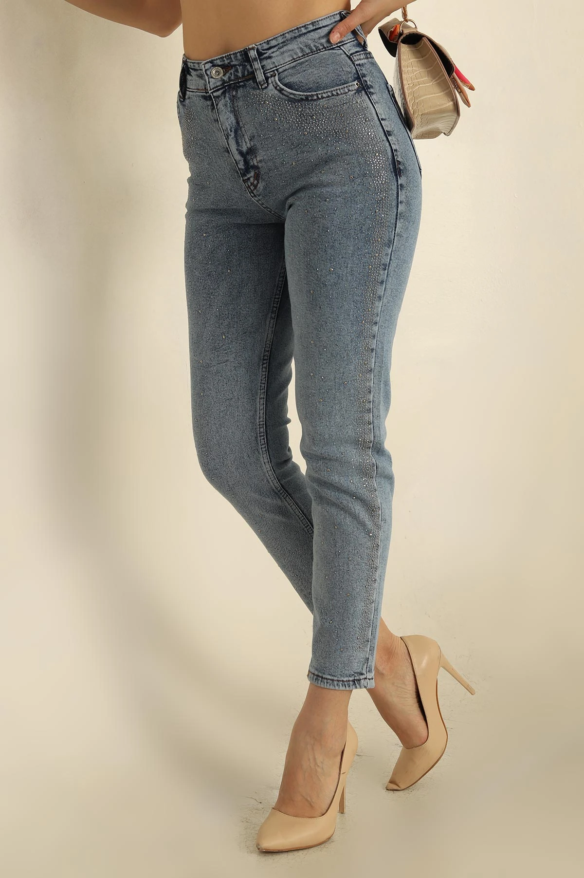Mavi Taşlı Mom Kot Pantolon 267845