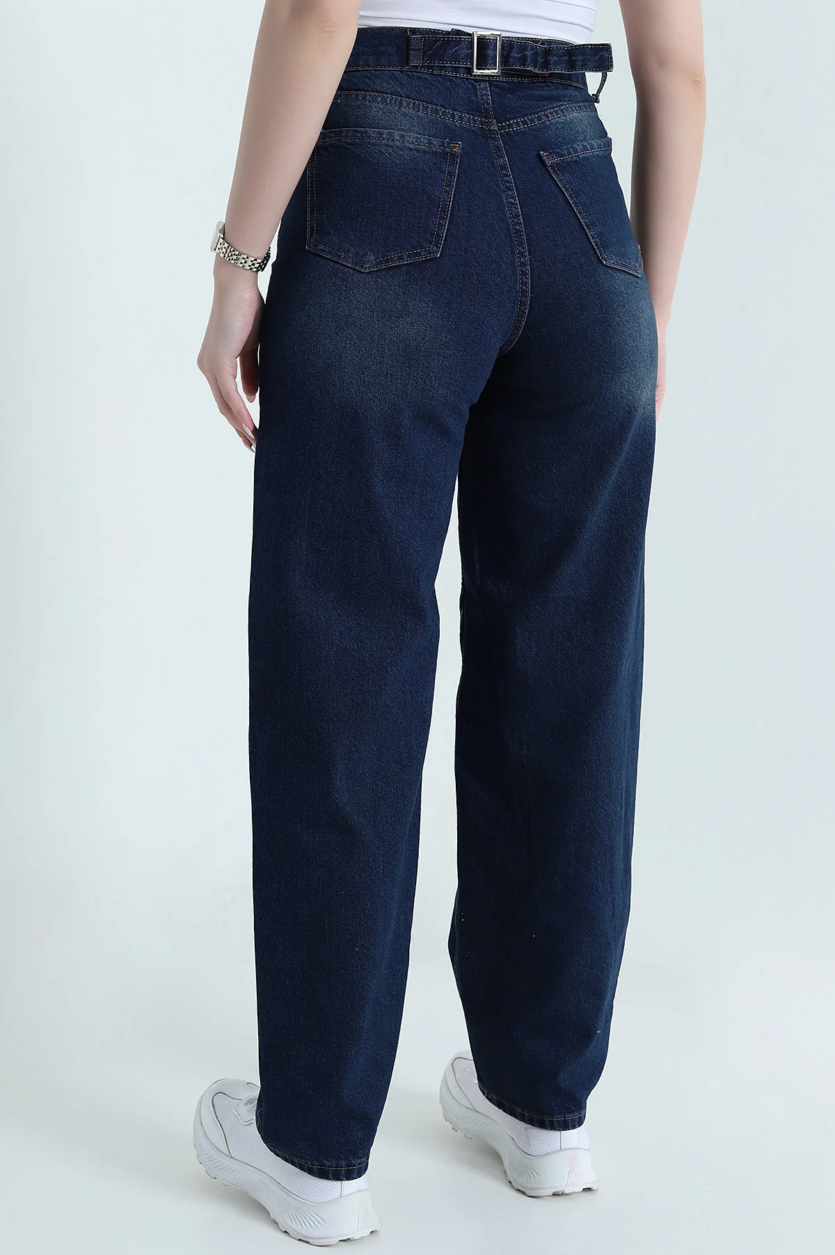 Mavi Tek Tokalı Baggy Kadın Kot Pantolon 457336