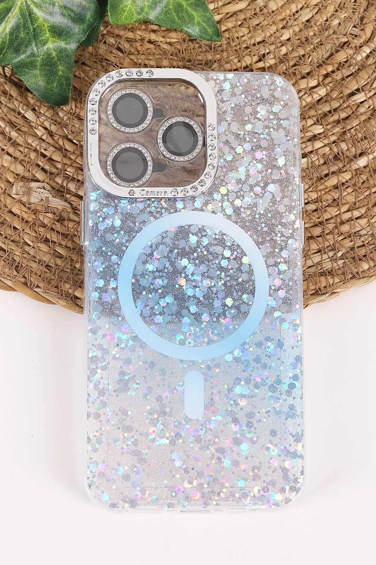 Mavi TeknoCase İPhone 15 Pro Max Uyumlu Sortie Diamond Case Serisi Sert Silikon Telefon Kılıfı 457991