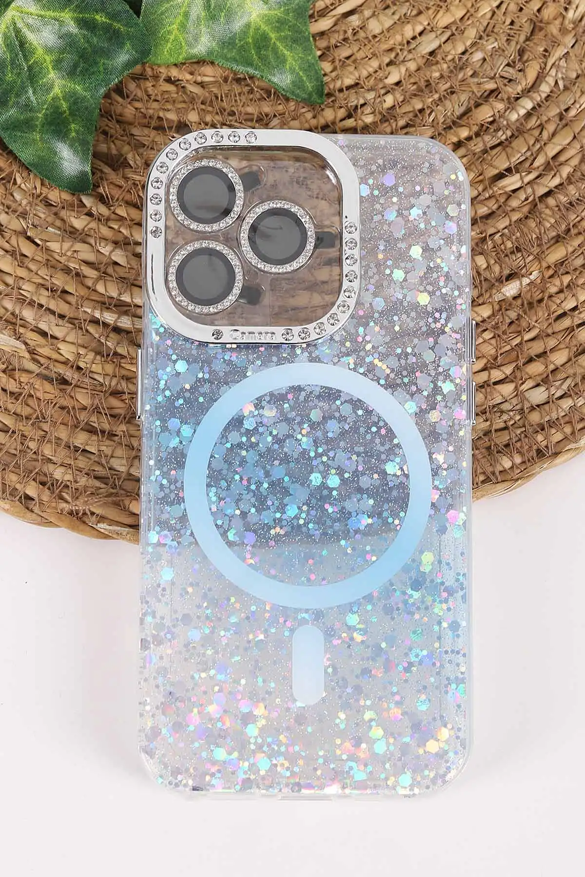 Mavi TeknoCase İPhone 15 Pro Uyumlu Sortie Diamond Case Serisi Sert Silikon Telefon Kılıfı 457977
