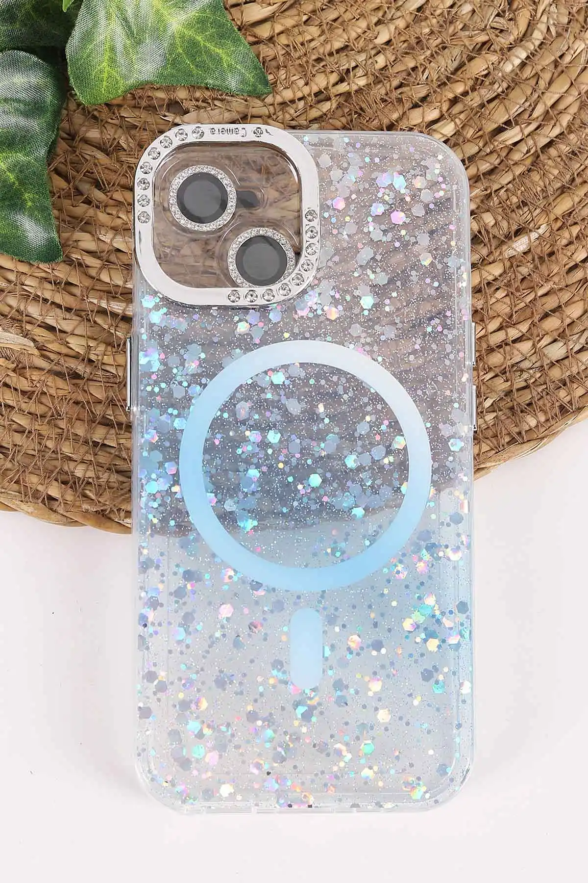 Mavi TeknoCase İPhone 15 Uyumlu Sortie Diamond Case Serisi Sert Silikon Telefon Kılıfı 457973