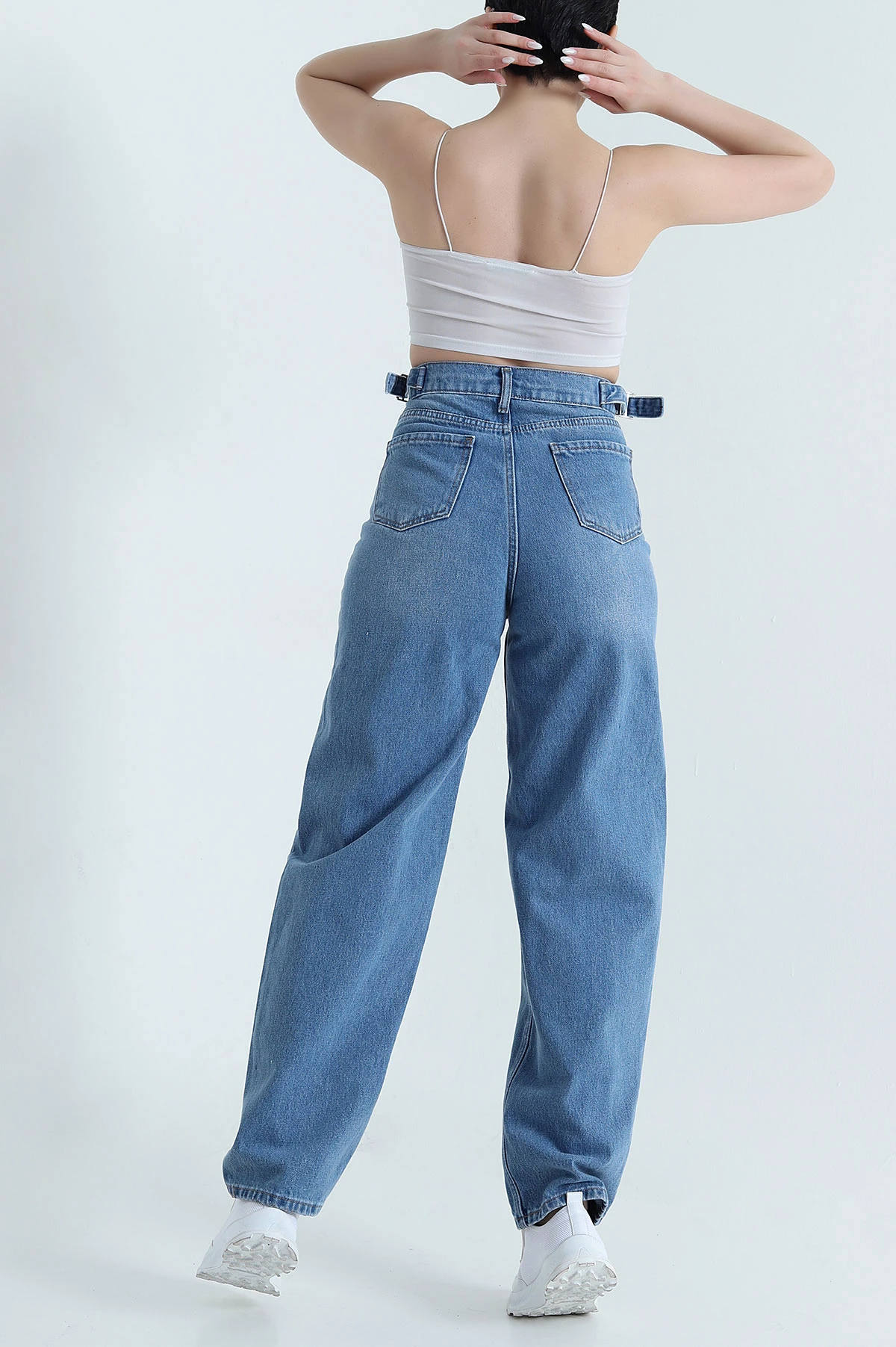 Mavi Tokalı Baggy Kadın Kot Pantolon 446070