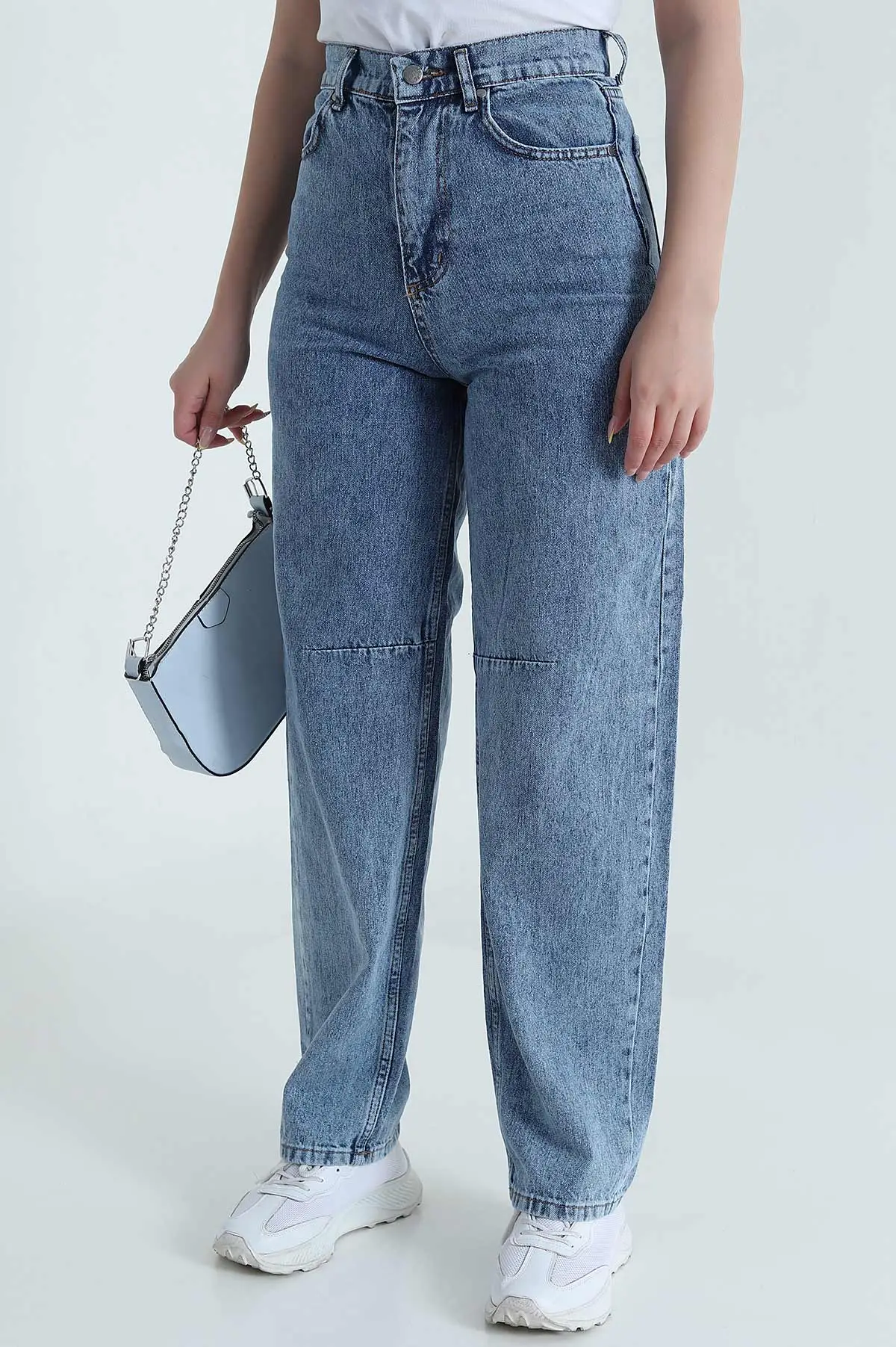 Mavi Tokalı Baggy Kadın Kot Pantolon 470322