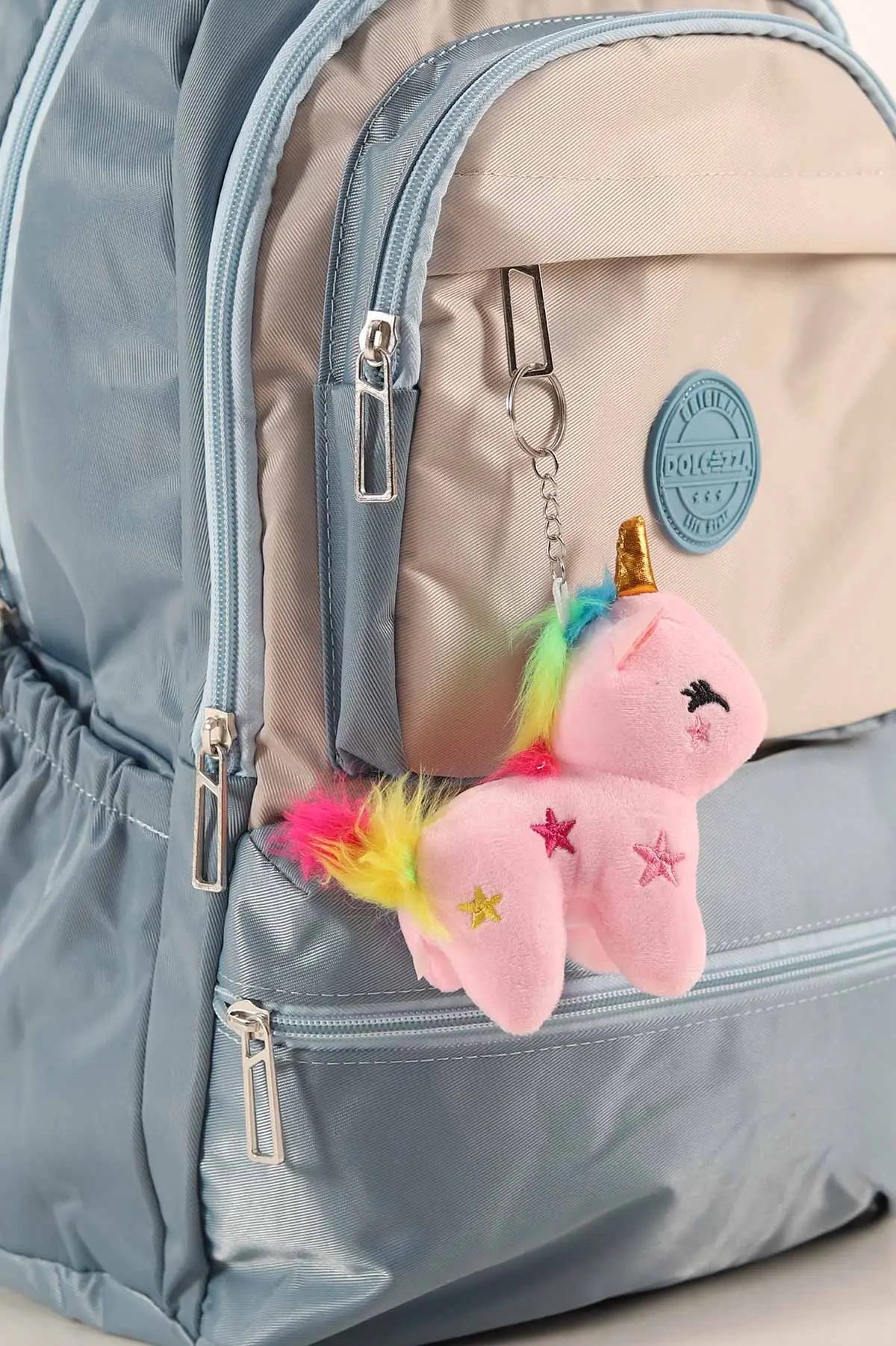 Mavi Unicorn Aksesuarlı Bol Gözlü Sırt Çantası 388619