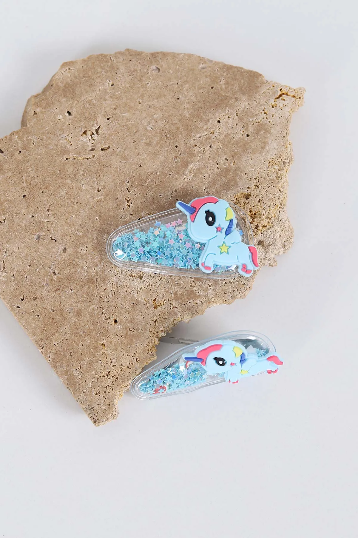 Mavi Unicorn Figürlü Simli Çıt Çıt Toka 298791