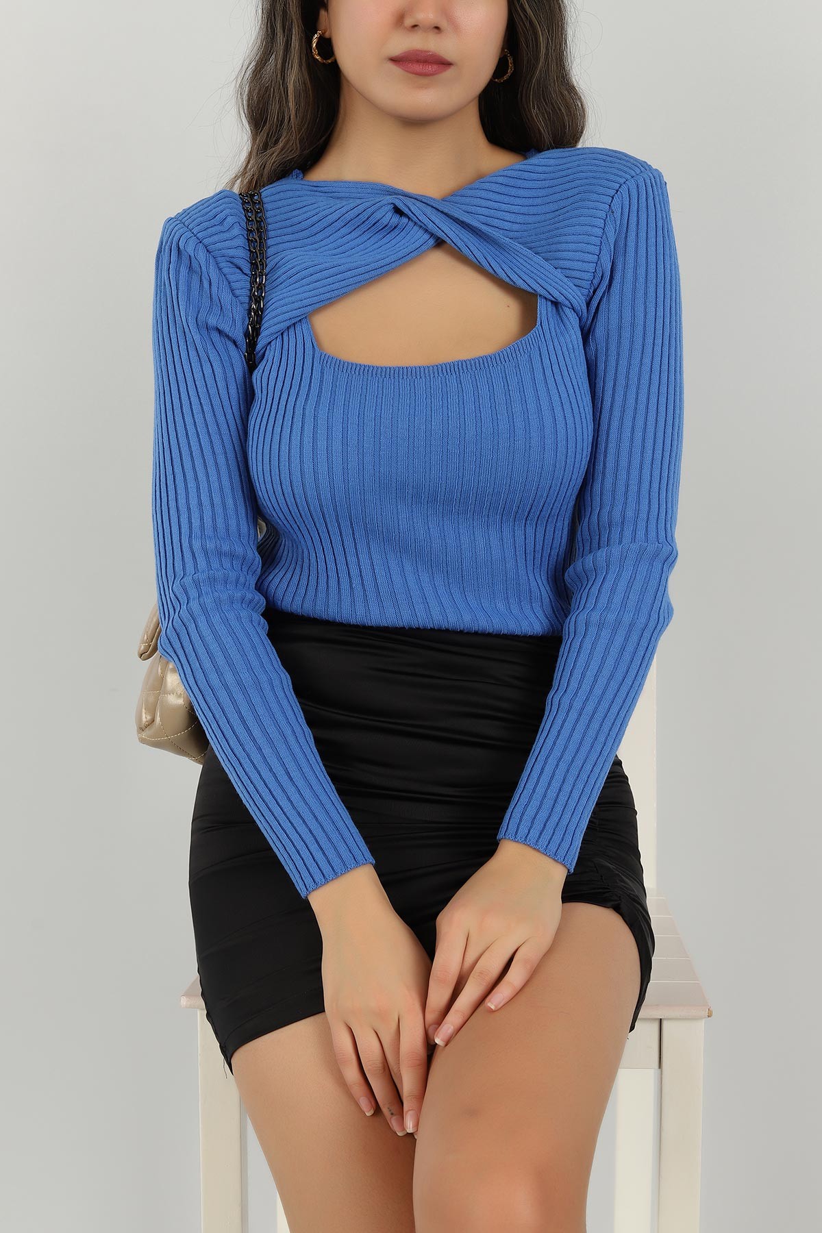 Mavi Yaka Detay Kazak 147351