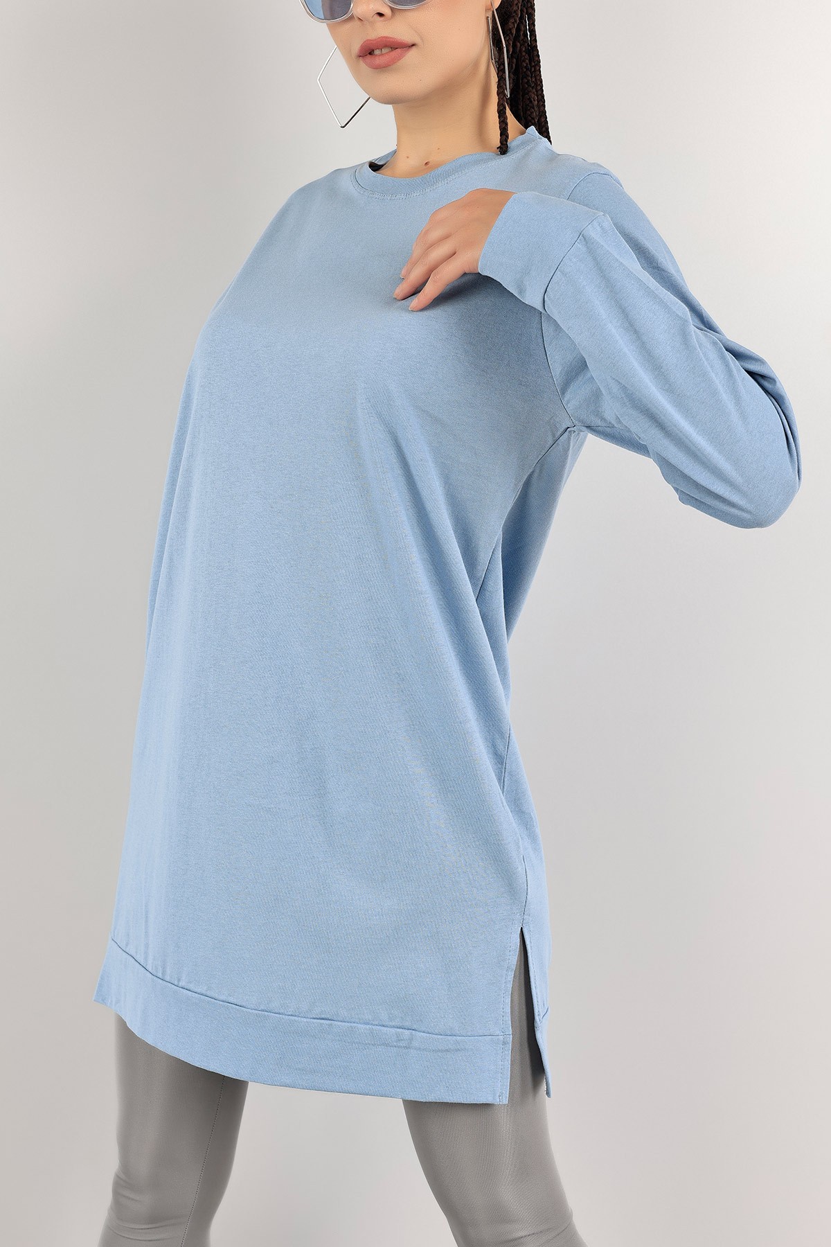Mavi Yanı Yırtmaçlı Süprem Tunik 122367