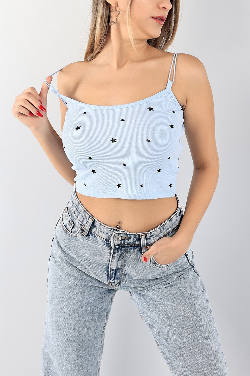 Mavi Yıldız Tasarımlı Crop 97738