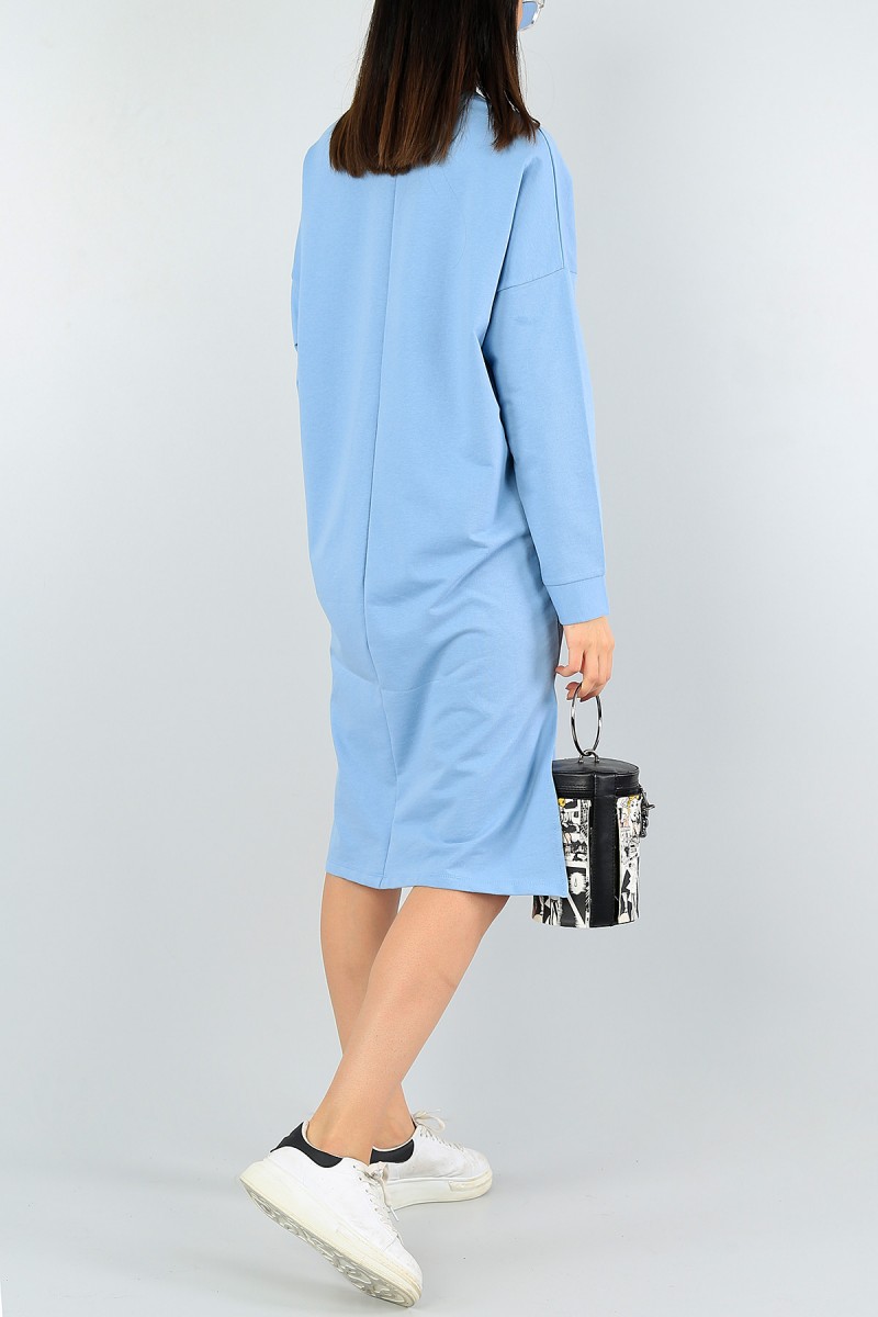 Mavi Yırtmaç Detay Tunik Elbise 57813