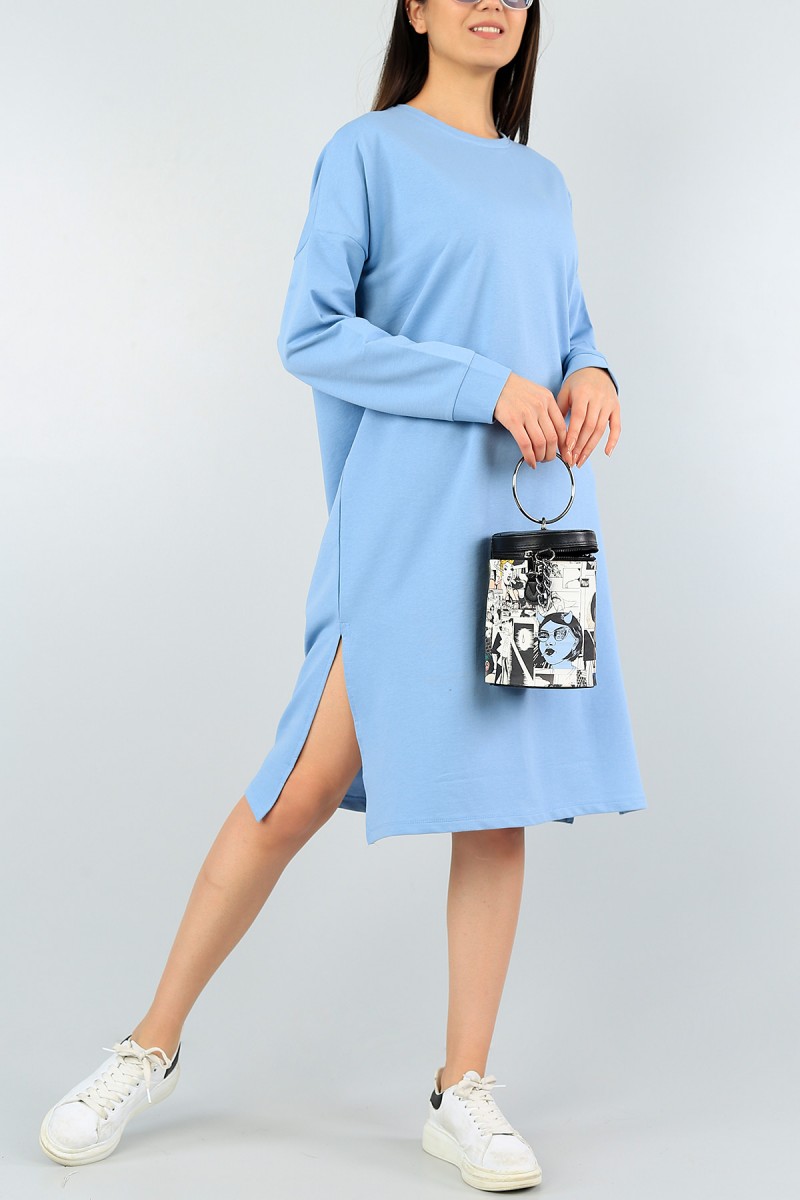 Mavi Yırtmaç Detay Tunik Elbise 57813