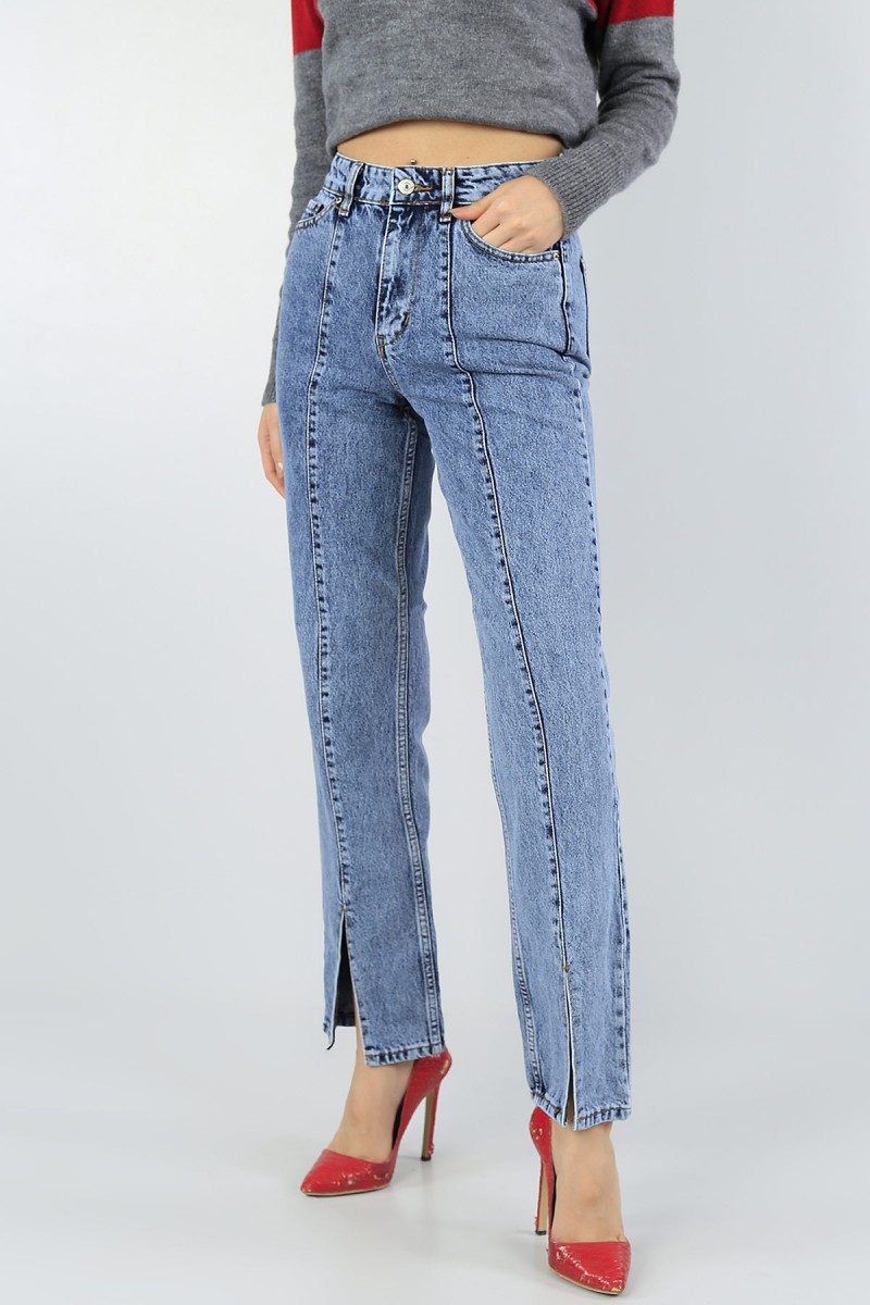 Mavi Yırtmaçlı Mom Bayan Kot Pantolon 55672