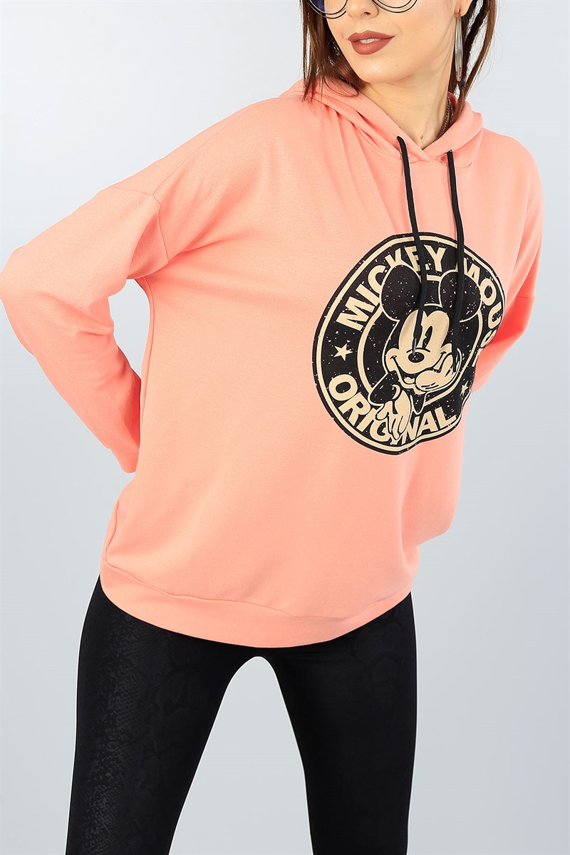 Mickey Baskılı Pudra Bayan Sweat 40690