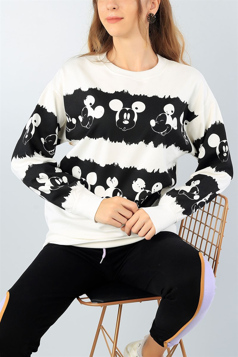 Mickey Baskılı Şardonlu Bayan Sweat 43957