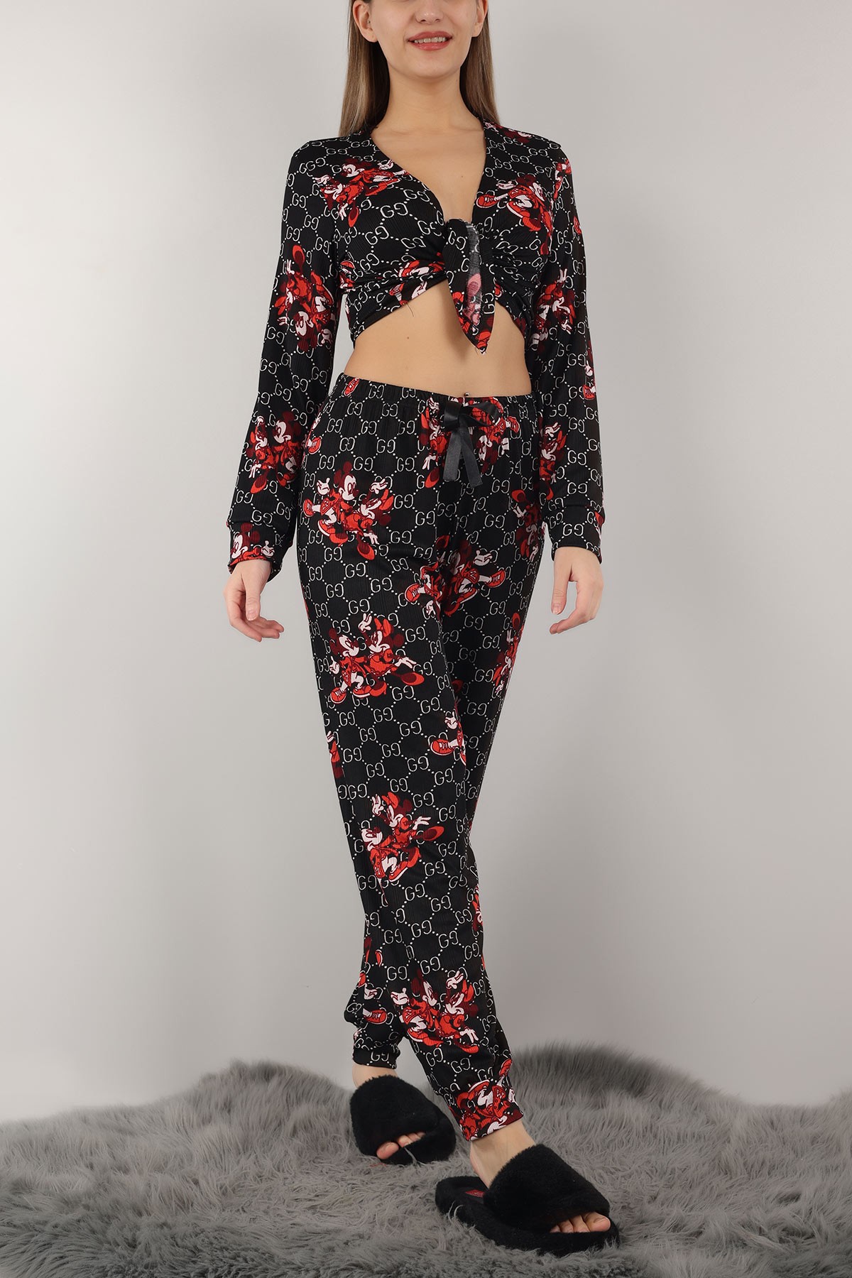 Mickey Desenli Bağlamalı Pijama Takımı 153903