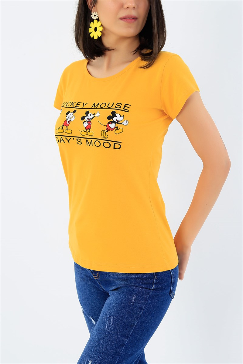 Mickey Mouse Baskılı Bayan Tişört 32275