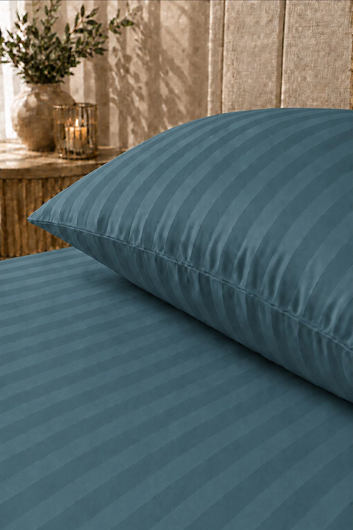 Mint Bella Home 100x200 Cm Tek Kişilik Çizgili Saten Çarşaf Seti 482989