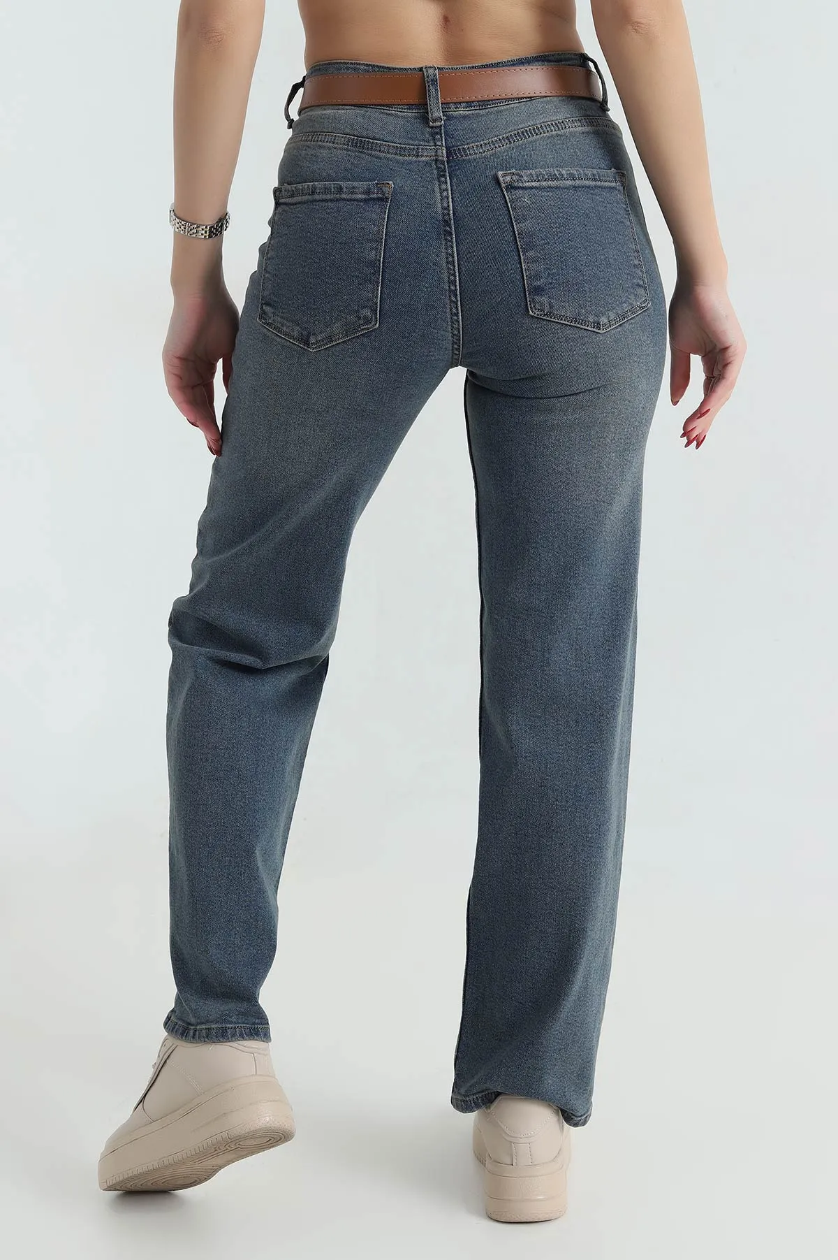 Mint Kemerli Palazzo Kadın Kot Pantolon 417084