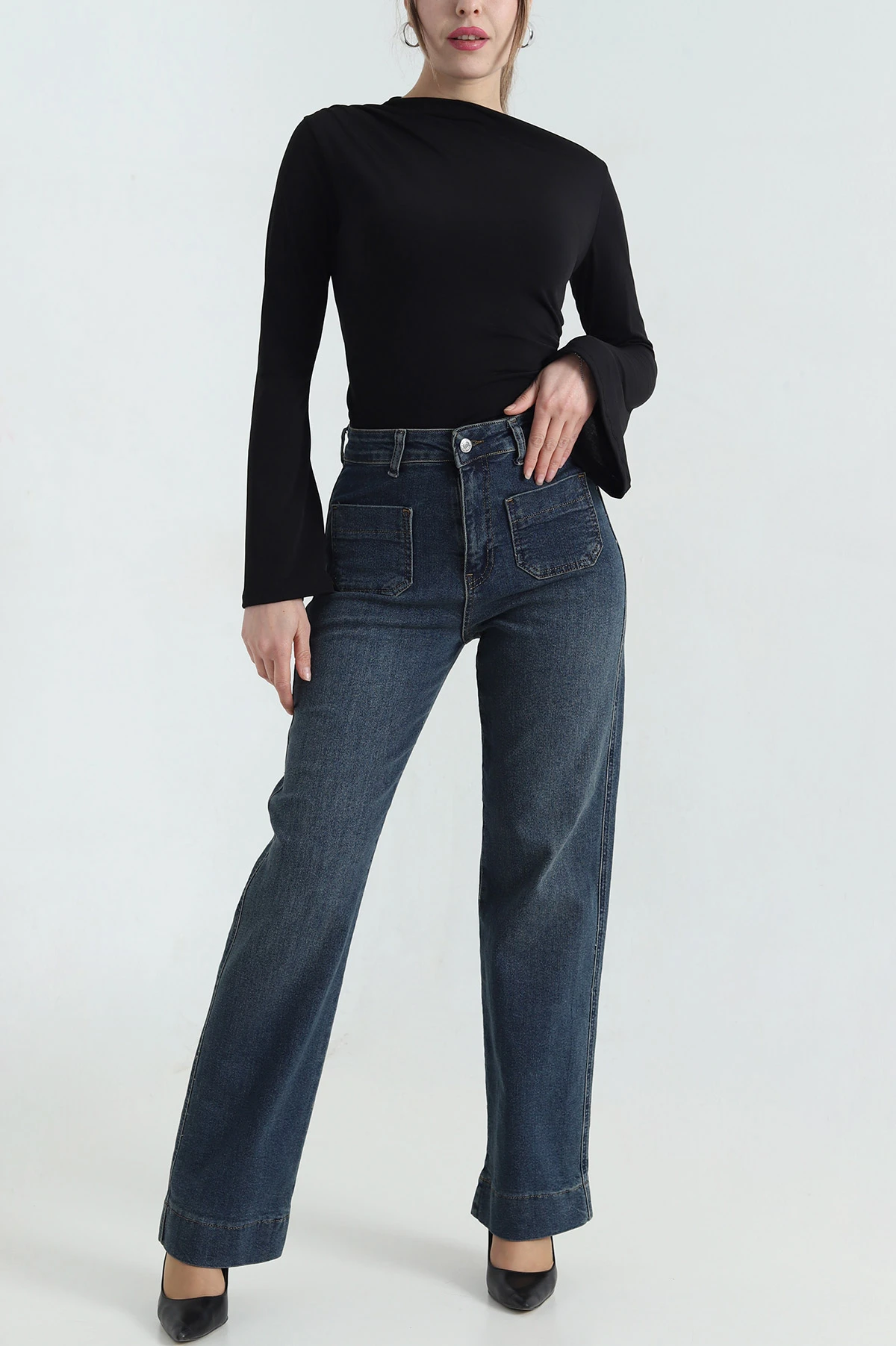 Mint Likralı Ön Cepli Kadın Kot Pantolon 418150