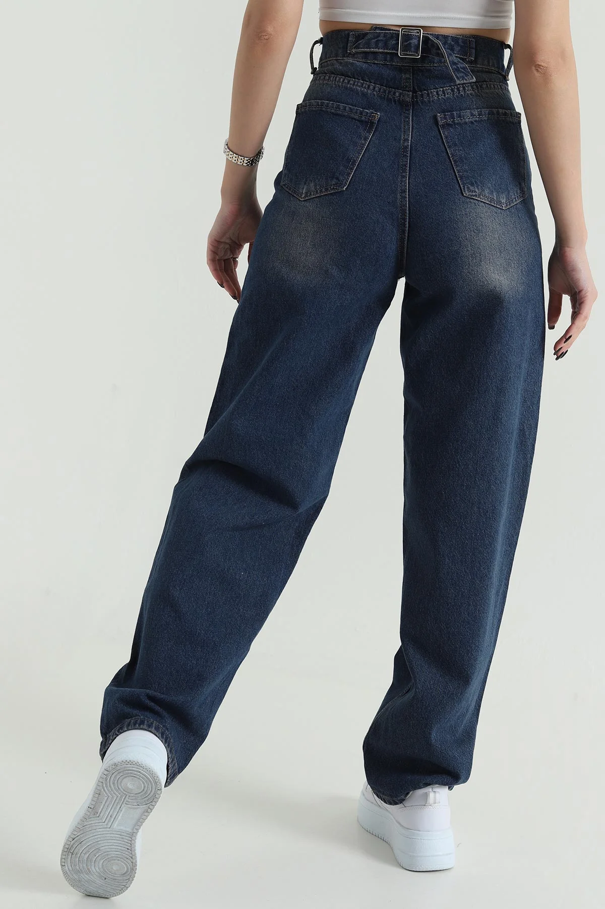 Mint Tokalı Baggy Kadın Kot Pantolon 423900