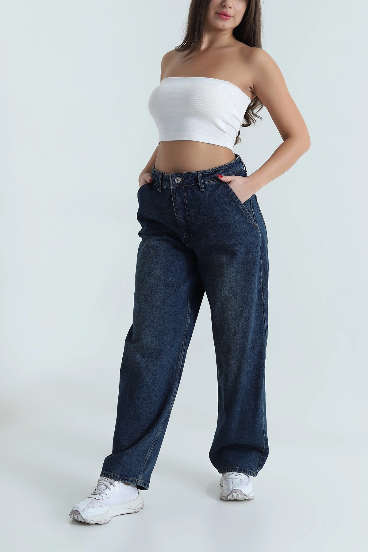 Mint Yan Cepli Kadın Baggy Kot Pantolon 493404