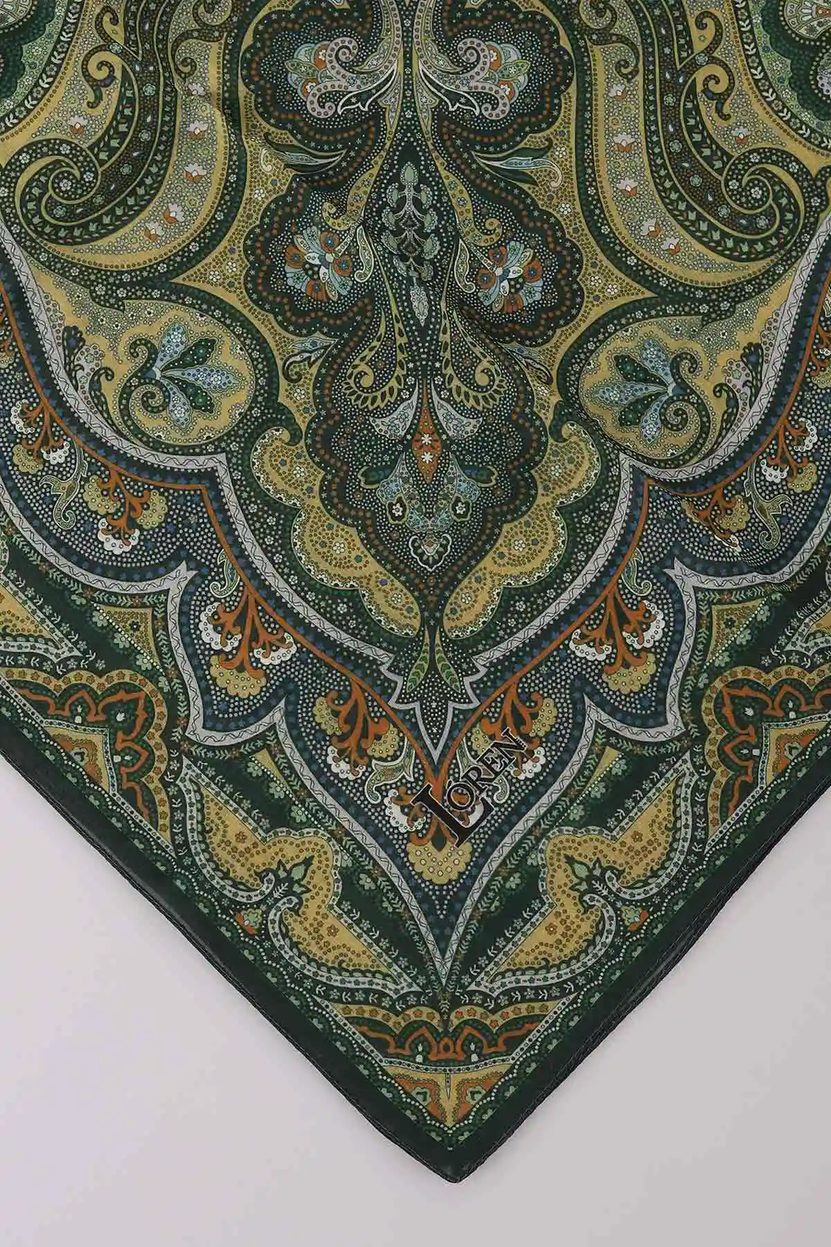 Mint Yeşili 90x90 Cm Dijital Baskı Jevel Desenli Pamuk Eşarp 364733