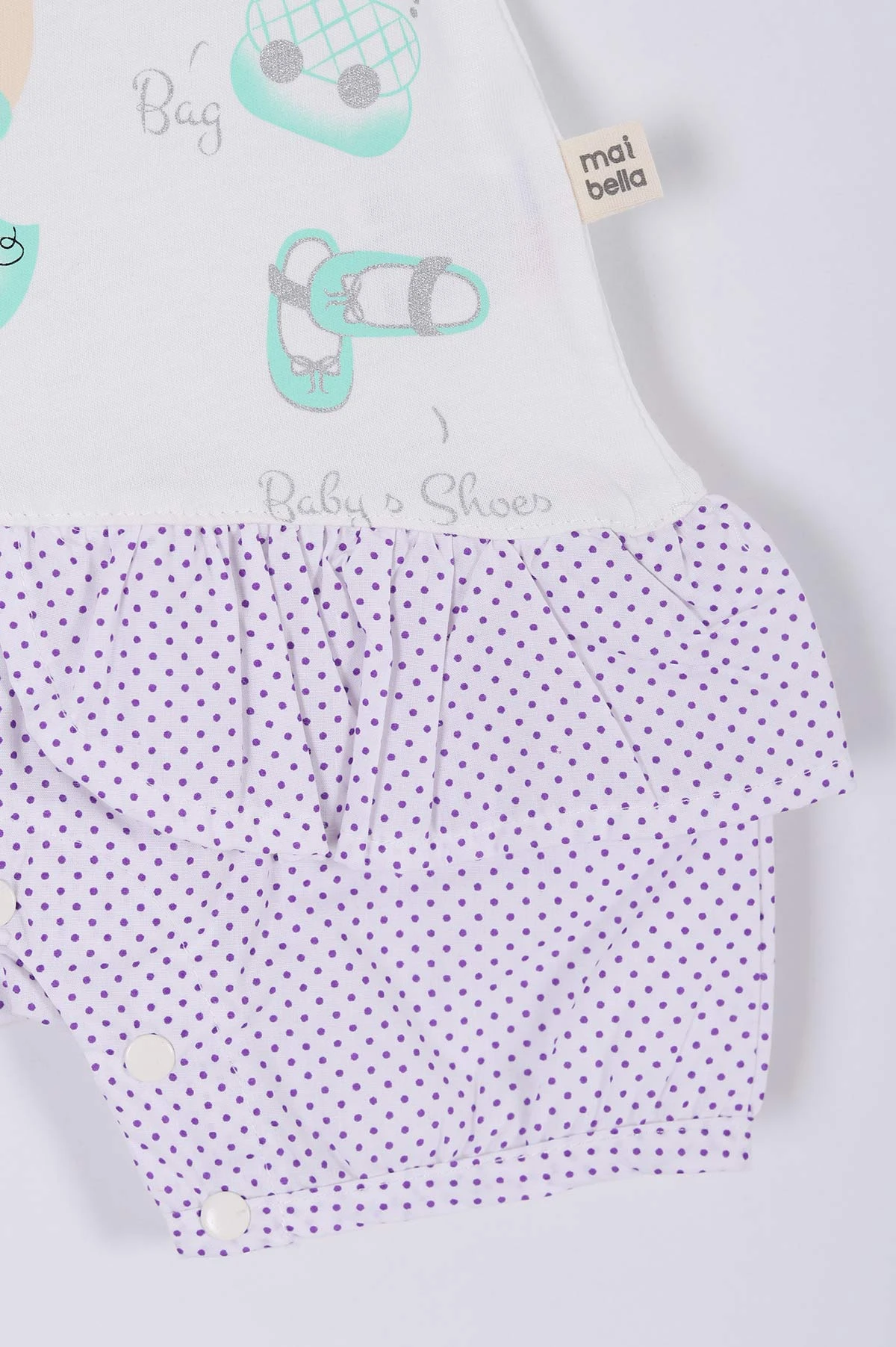 Mor (0-12 Ay) Sevimli Ayıcık  Baskılı Kız Bebek Tulum 263894