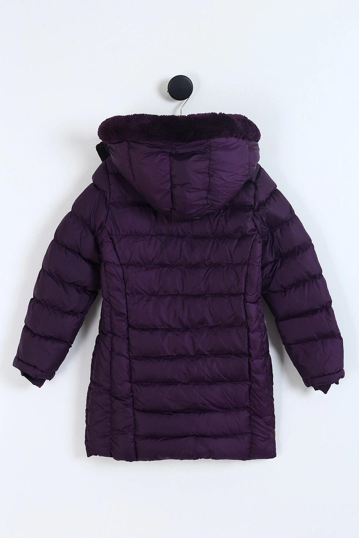 Mor (11-14 Yaş) Kapüşon Peluşlu İçi Kürklü Kız Çocuk Mont 309319