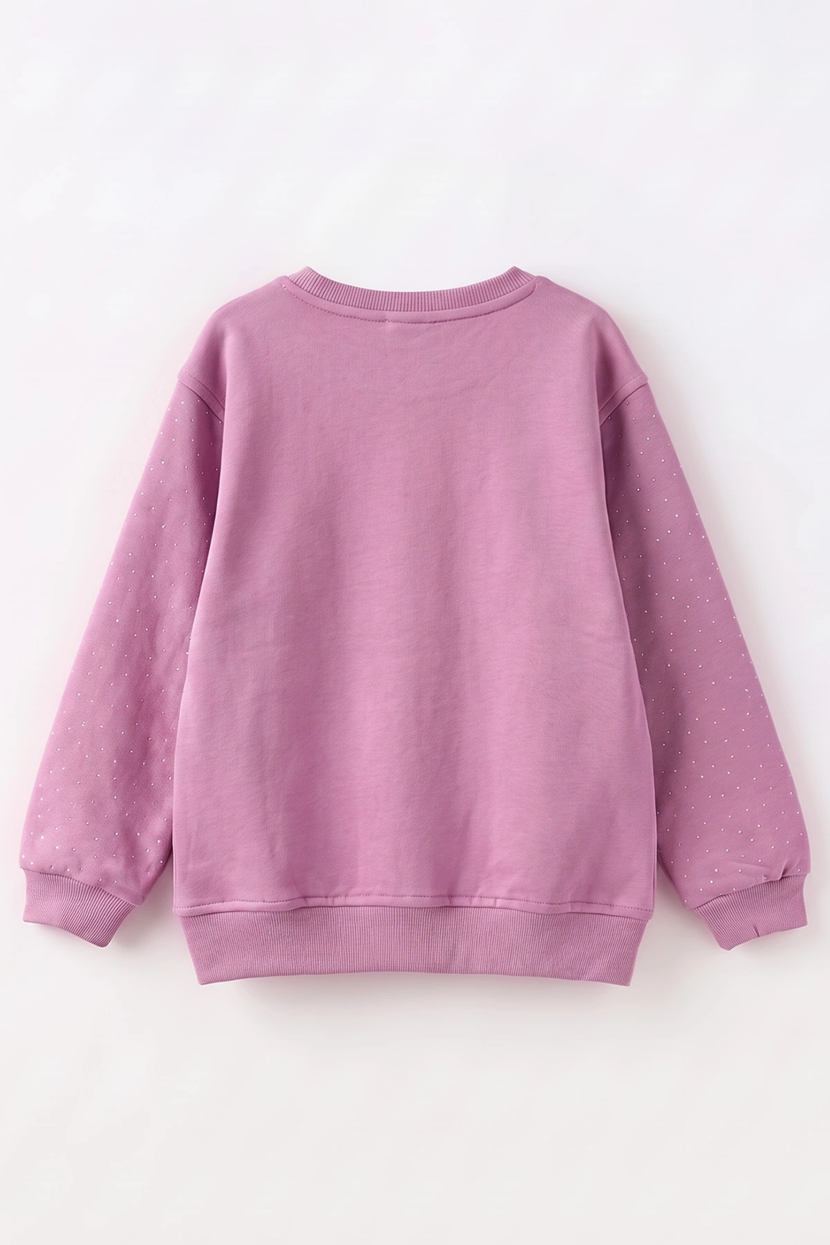 Mor (2-12 Yaş) Love Nakışlı Taşlı İçi Şardonlu Kız Çocuk Sweatshirt 483273