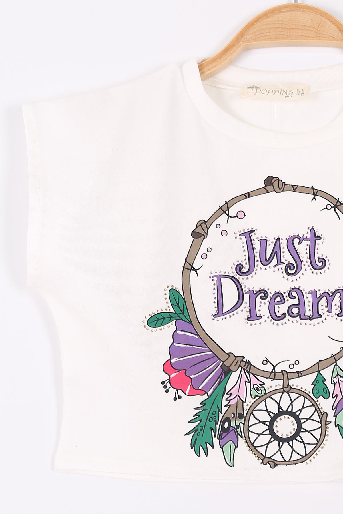 Mor (2-5 Yaş) Just Dream Baskılı Taş İşlemeli Etekli Kız Çocuk Takım 192996