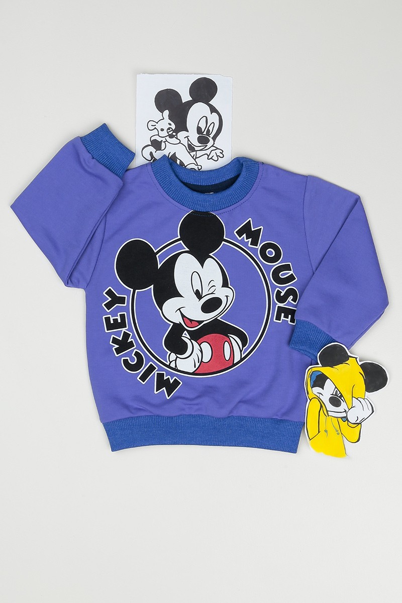Mor (2-5 Yaş) Mickey Mouse Baskılı Erkek Çocuk Sweatshirt 90261
