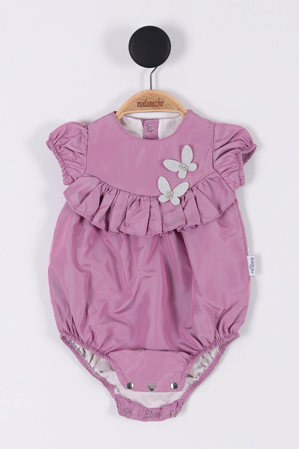 Mor (3-12 Ay) Kelebekli Çıtçıtlı Kız Bebek Body 264413
