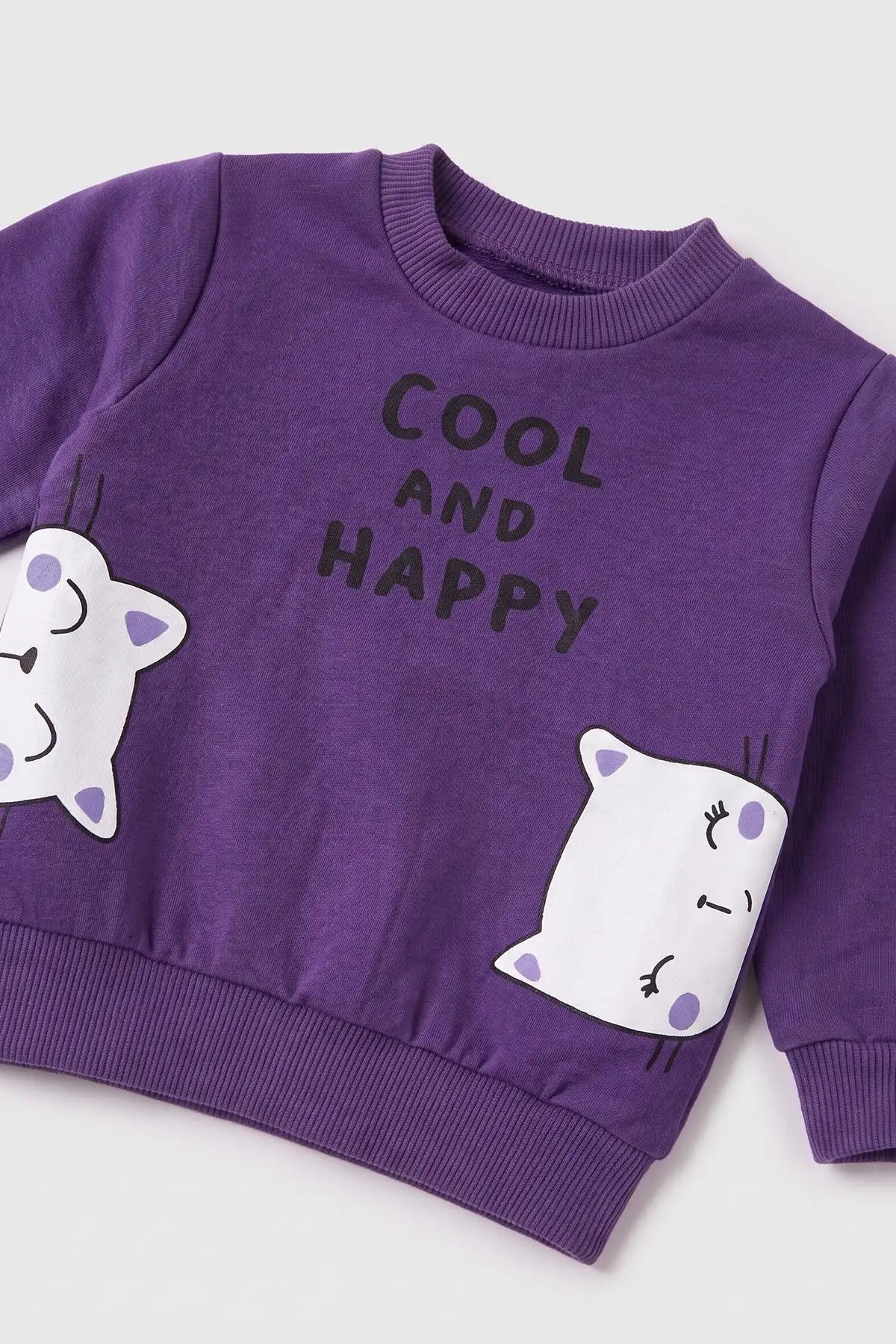 Mor (3-18 Ay)  Cool And Happy Baskılı 2 İp Kız Bebek Mevsimlik Takım 481120