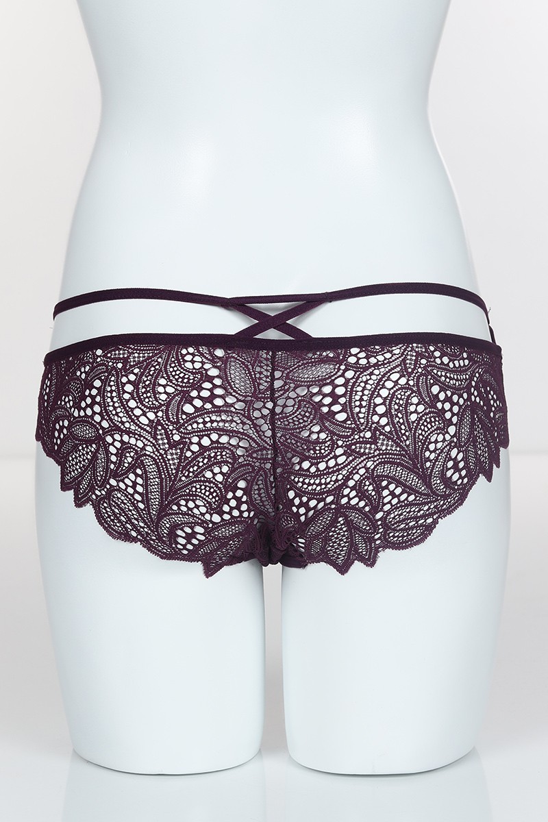 Mor 4187 Bikini Ön Üst Tül Alt ve Arka Bant Üst Çapraz İpler Külot 102426
