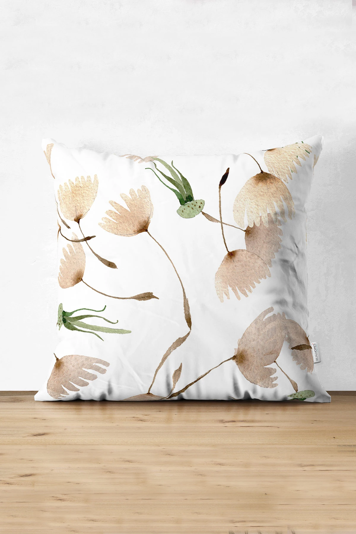 Beyaz 43x43 Dijital Baskılı Fermuarlı Modern Kırlent Kılıfı 273820