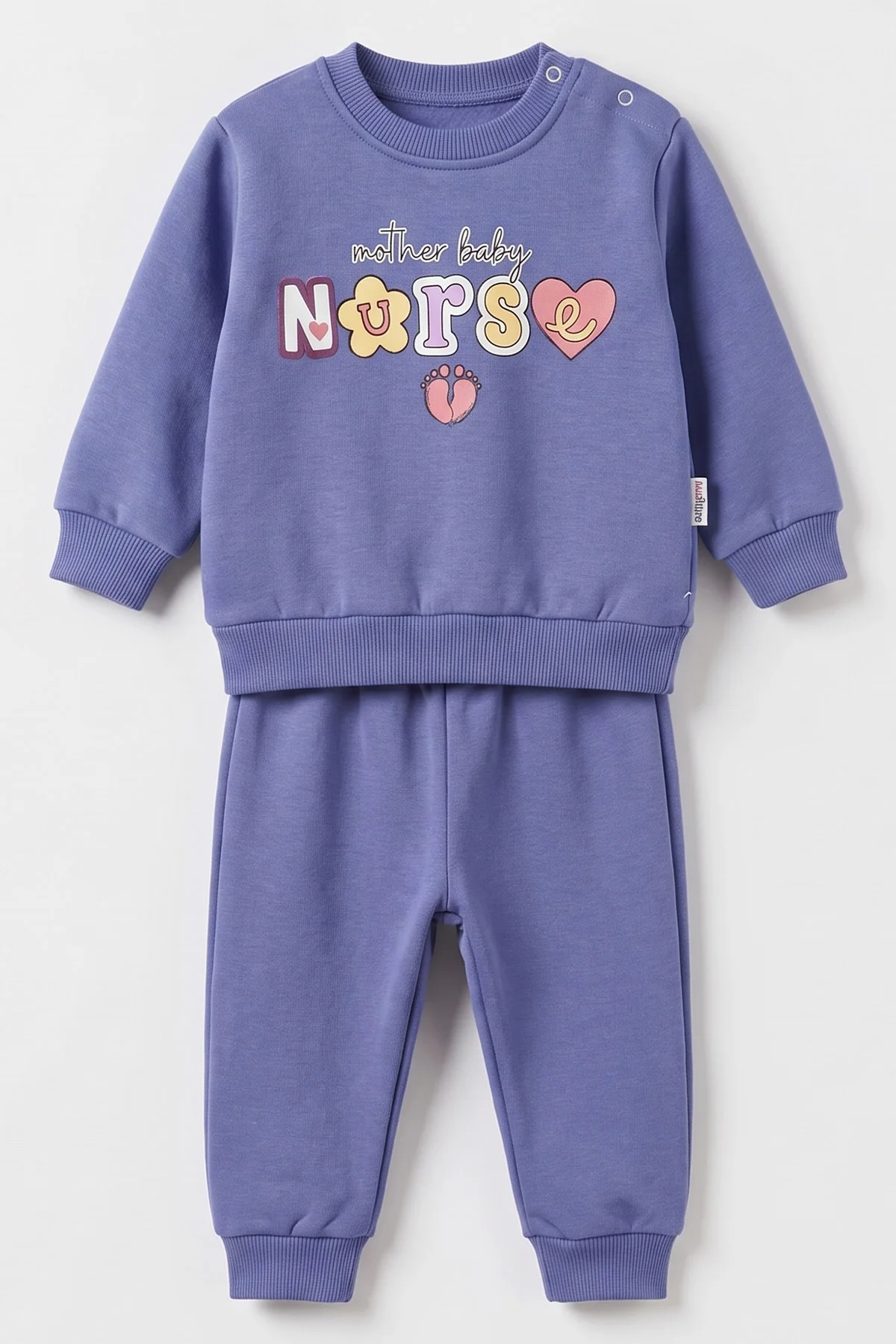 Mor (6-24 Ay) Nurse Baskılı  3 İp Şardonlu Kız Bebek Kışlık Takım 495560