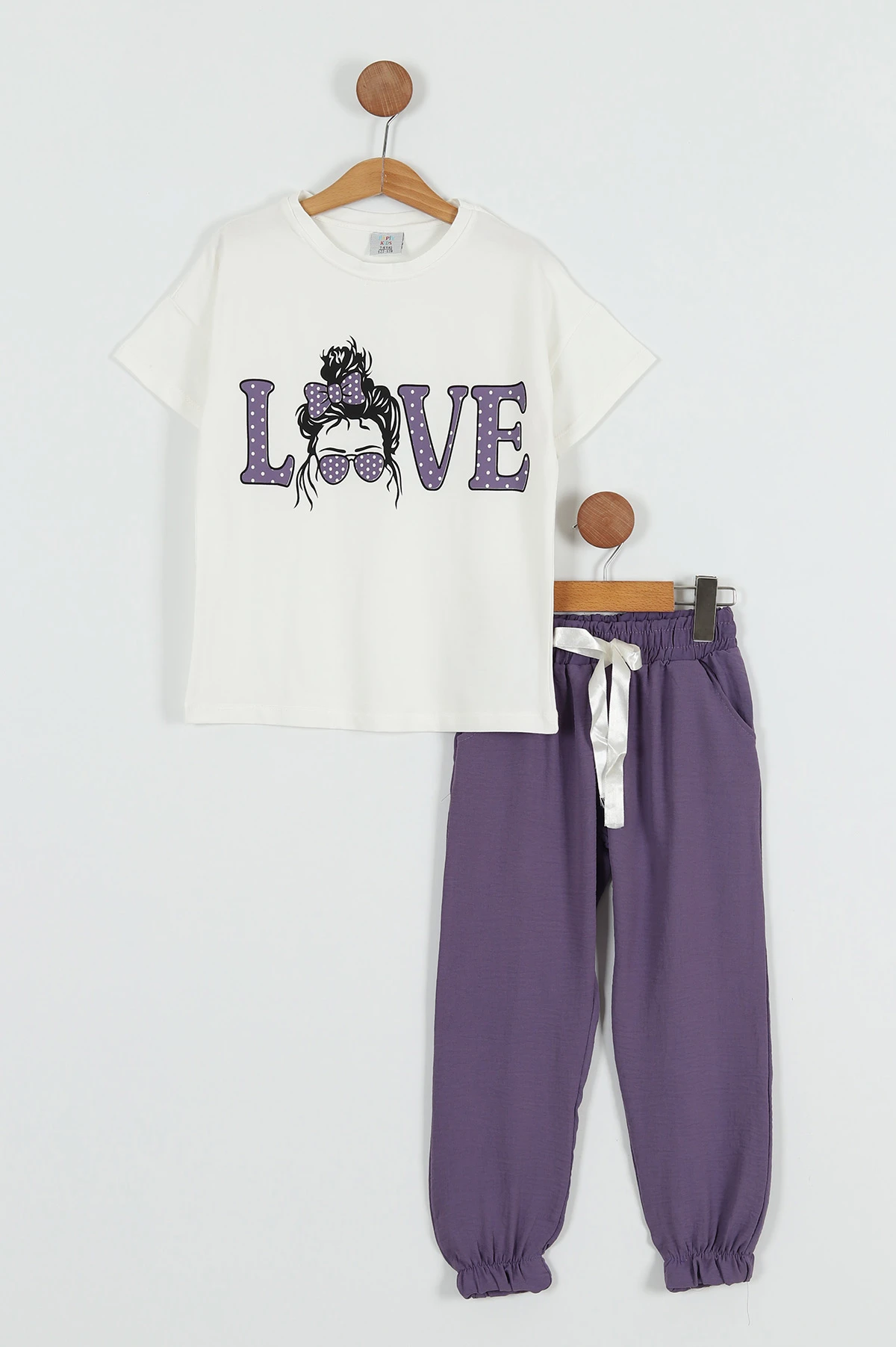 Mor (7-14 Yaş) Love Baskılı Kız Çocuk Takım 254740