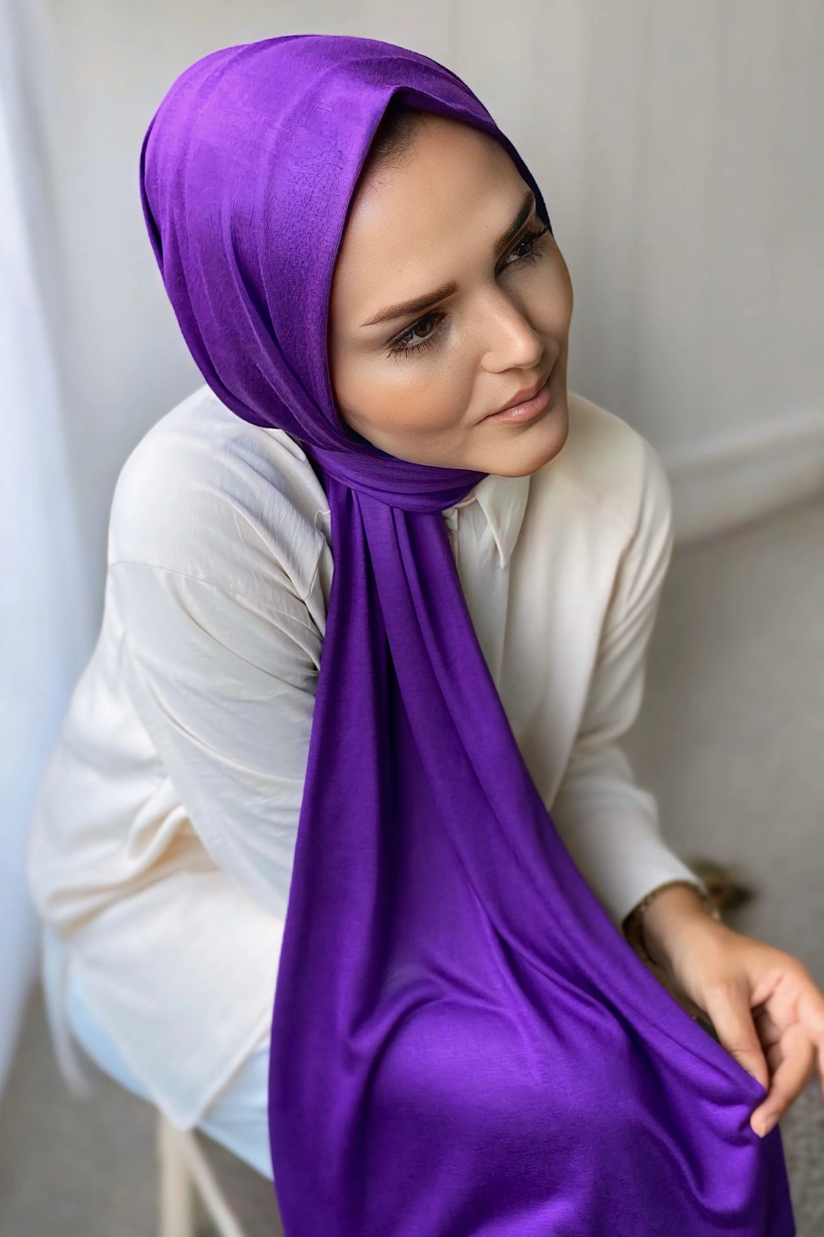 Mor 75x190 Düz Penye Şal 287342