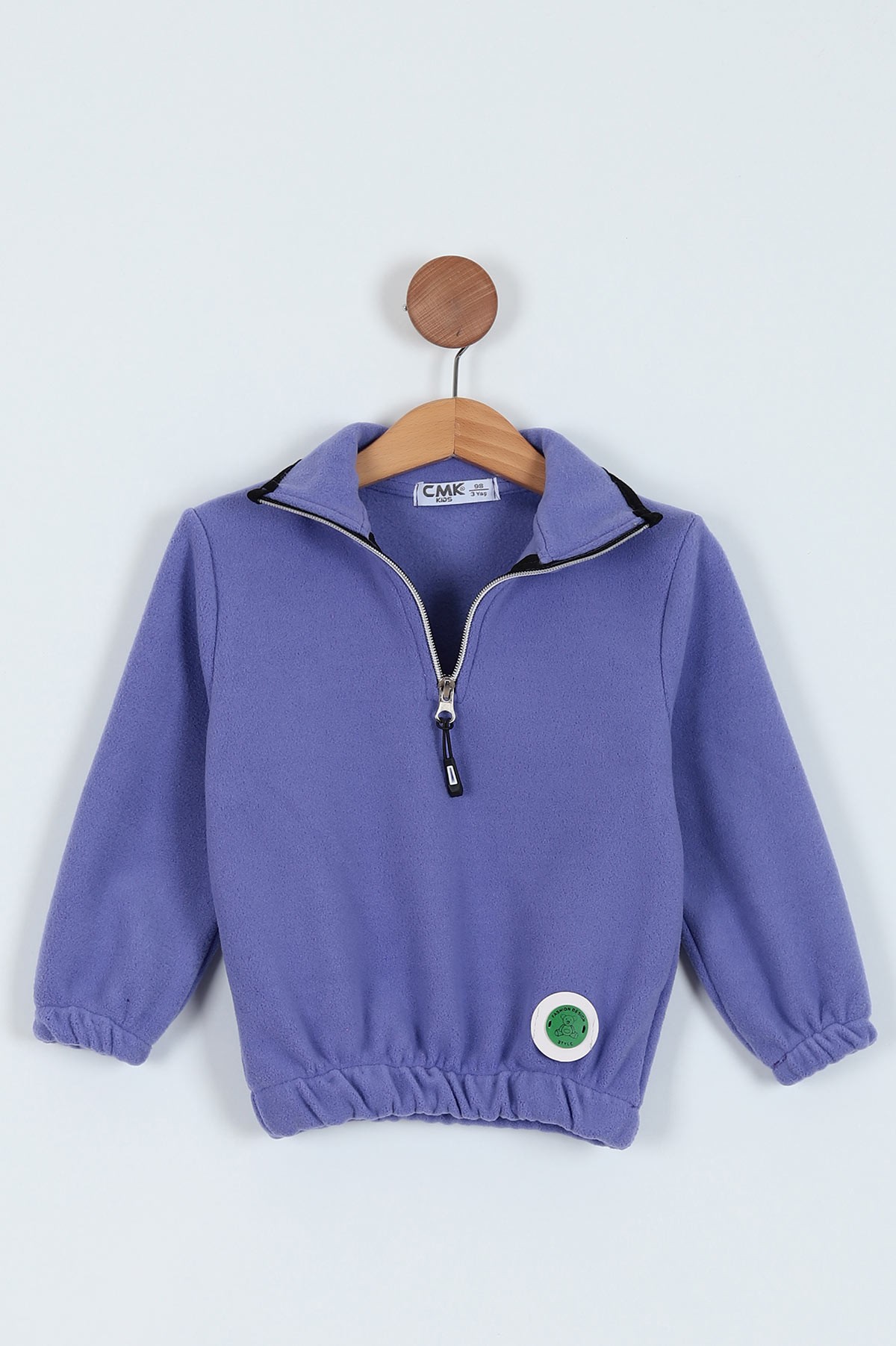 Mor (8-12 Yaş) Bel Lastikli Yarım Fermuarlı Kız Çocuk Sweat 224458